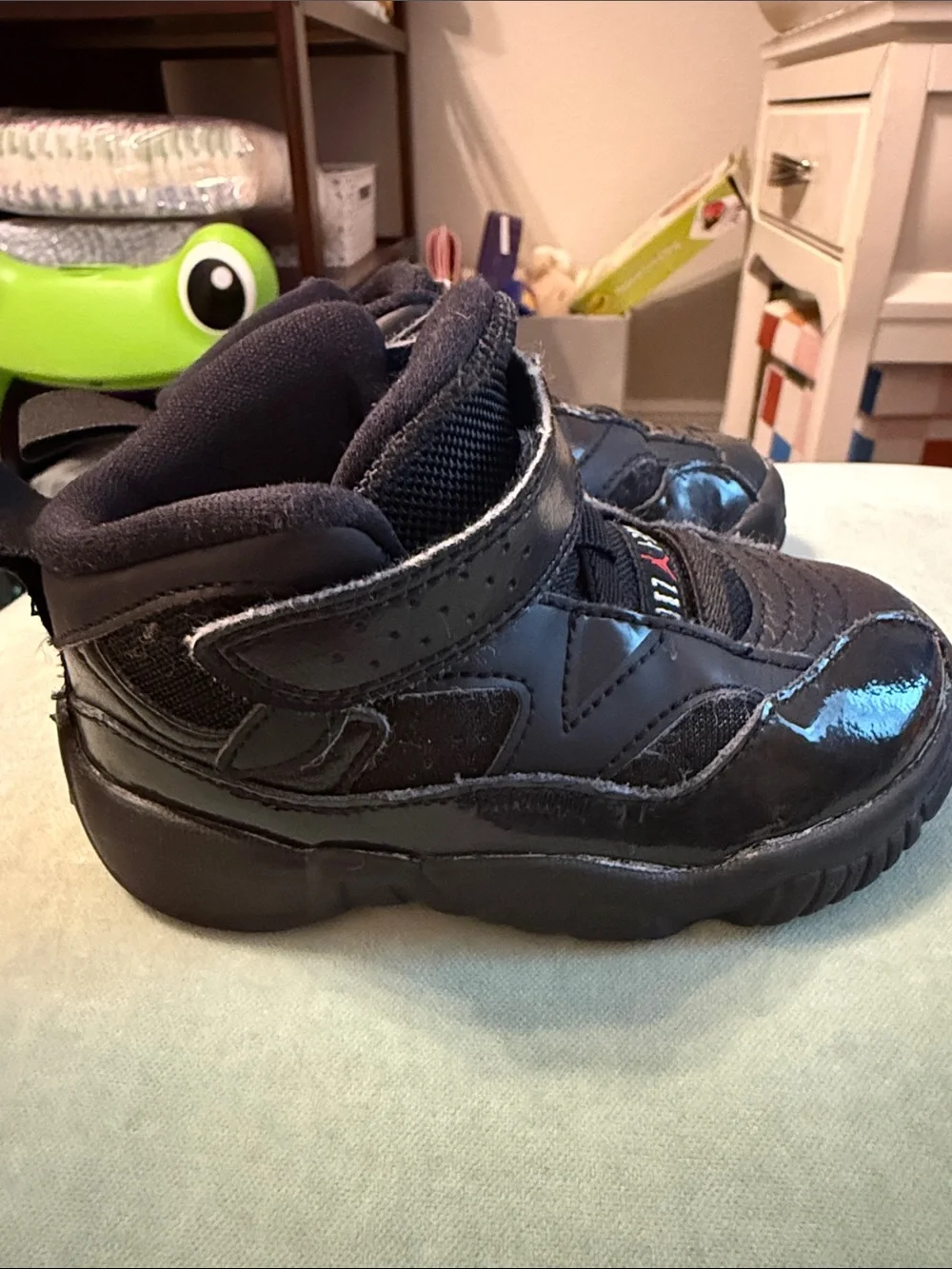 Jordan Black and Red Infant High-Top Sneakers